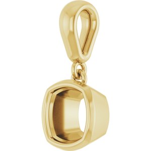 18K Yellow Gold 6x6 mm Cushion Charm/Pendant Mounting – image 4