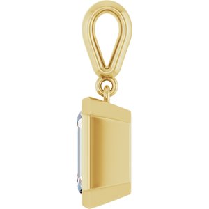 14K Yellow Gold 9x7 mm Emerald Charm/Pendant Mounting – image 5