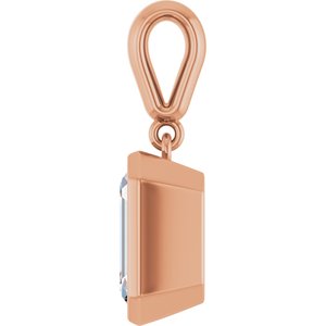 18K Rose Gold 9x7 mm Emerald Charm/Pendant Mounting – image 5