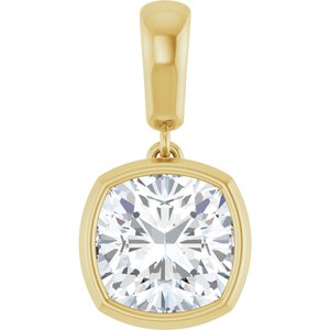 10K Yellow Gold 8x8 mm Cushion Charm/Pendant Mounting