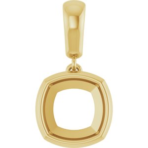 10K Yellow Gold 8x8 mm Cushion Charm/Pendant Mounting – image 2
