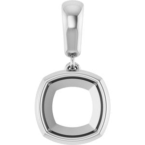 Platinum 8x8 mm Cushion Charm/Pendant Mounting – image 2