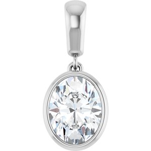 18K White Gold 9x7 mm Oval Charm/Pendant Mounting