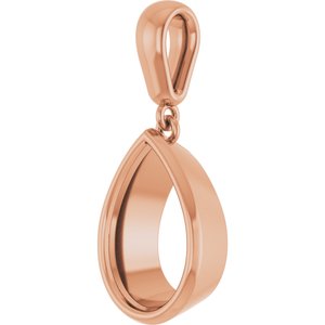 18K Rose Gold 12x8 mm Pear Charm/Pendant Mounting – image 4