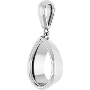 18K White Gold 12x8 mm Pear Charm/Pendant Mounting – image 4