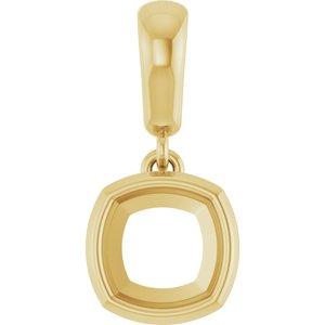 14K Yellow Gold 6x6 mm Cushion Charm/Pendant Mounting – image 2