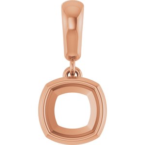 14K Rose Gold 6x6 mm Cushion Charm/Pendant Mounting – image 2