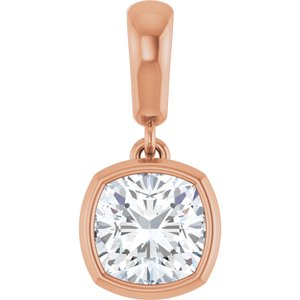 14K Rose Gold 6x6 mm Cushion Charm/Pendant Mounting