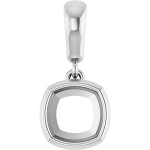 Sterling Silver 6x6 mm Cushion Charm/Pendant Mounting – image 2
