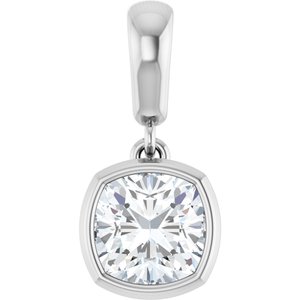 14K White Gold 6x6 mm Cushion Charm/Pendant Mounting