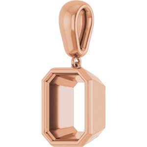 10K Rose Gold 11x9 mm Emerald Charm/Pendant Mounting – image 4