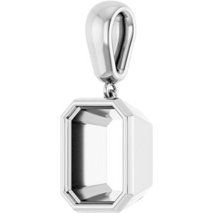 18K White Gold 11x9 mm Emerald Charm/Pendant Mounting – image 4