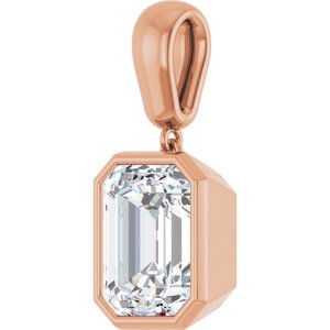 18K Rose Gold 11x9 mm Emerald Charm/Pendant Mounting – image 3