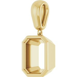10K Yellow Gold 11x9 mm Emerald Charm/Pendant Mounting – image 4