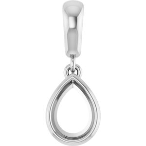 10K White Gold 7x5 mm Pear Charm/Pendant Mounting – image 2