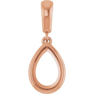 18K Rose Gold 9x6 mm Pear Charm/Pendant Mounting – image 2