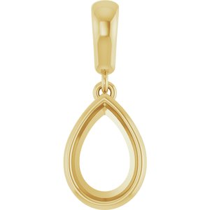 14K Yellow Gold 9x6 mm Pear Charm/Pendant Mounting – image 2