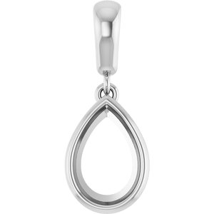 14K White Gold 9x6 mm Pear Charm/Pendant Mounting – image 2