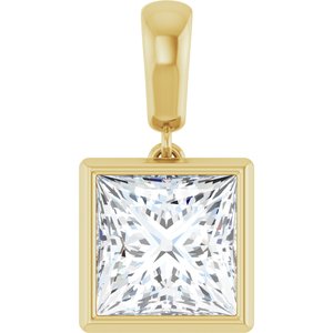 18K Yellow Gold 8x8 mm Square Charm/Pendant Mounting