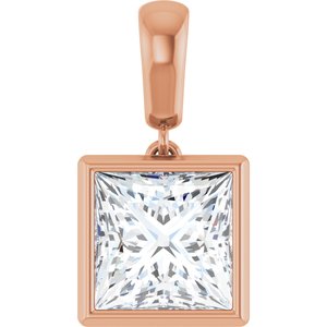 14K Rose Gold 8x8 mm Square Charm/Pendant Mounting