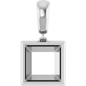 14K X1 White Gold 8x8 mm Square Charm/Pendant Mounting – image 2