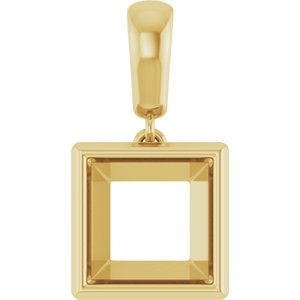 14K Yellow Gold 8x8 mm Square Charm/Pendant Mounting – image 2