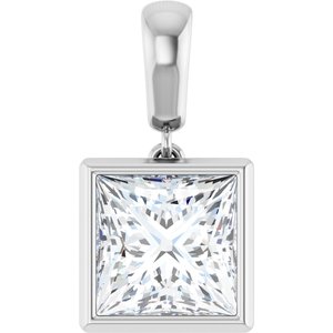 14K White Gold 8x8 mm Square Charm/Pendant Mounting