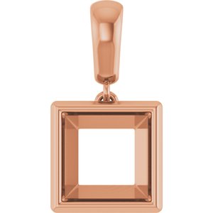 14K Rose Gold 8x8 mm Square Charm/Pendant Mounting – image 2