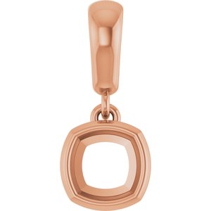 18K Rose Gold 5x5 mm Cushion Charm/Pendant Mounting – image 2