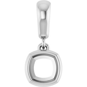18K White Gold 5x5 mm Cushion Charm/Pendant Mounting – image 2