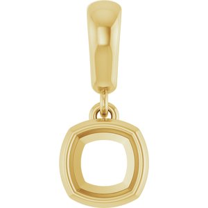 18K Yellow Gold 5x5 mm Cushion Charm/Pendant Mounting – image 2