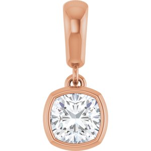 18K Rose Gold 5x5 mm Cushion Charm/Pendant Mounting
