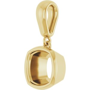 14K Yellow Gold 7x7 mm Cushion Charm/Pendant Mounting – image 4