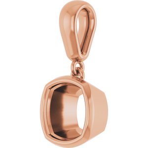 18K Rose Gold 7x7 mm Cushion Charm/Pendant Mounting – image 4