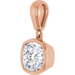 14K Rose Gold 7x7 mm Cushion Charm/Pendant Mounting – image 3