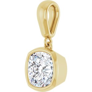 18K Yellow Gold 7x7 mm Cushion Charm/Pendant Mounting – image 3