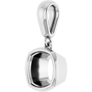 14K White Gold 7x7 mm Cushion Charm/Pendant Mounting – image 4