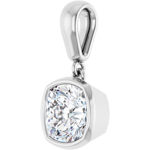 18K White Gold 7x7 mm Cushion Charm/Pendant Mounting – image 3