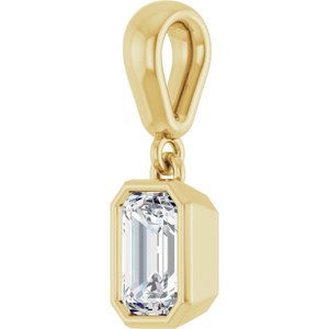18K Yellow Gold 6x4 mm Emerald Charm/Pendant Mounting – image 3