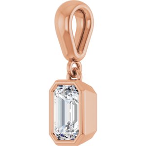 14K Rose Gold 6x4 mm Emerald Charm/Pendant Mounting – image 3