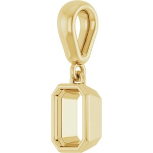 10K Yellow Gold 6x4 mm Emerald Charm/Pendant Mounting – image 4