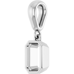 18K White Gold 6x4 mm Emerald Charm/Pendant Mounting – image 4