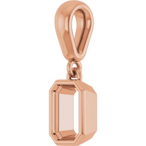 18K Rose Gold 6x4 mm Emerald Charm/Pendant Mounting – image 4