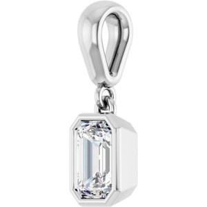 10K White Gold 6x4 mm Emerald Charm/Pendant Mounting – image 3