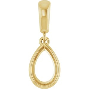 18K Yellow Gold 8x5 mm Pear Charm/Pendant Mounting – image 2