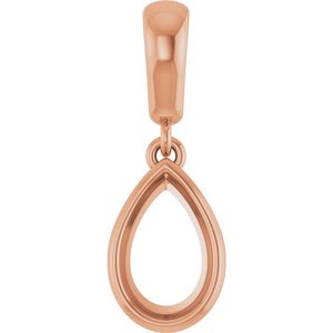 18K Rose Gold 8x5 mm Pear Charm/Pendant Mounting – image 2
