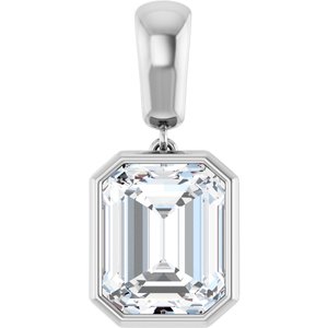 18K White Gold 11x9 mm Emerald Charm/Pendant Mounting