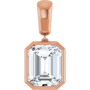 18K Rose Gold 11x9 mm Emerald Charm/Pendant Mounting