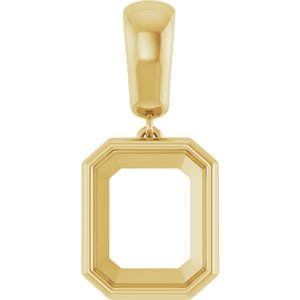 10K Yellow Gold 11x9 mm Emerald Charm/Pendant Mounting – image 2