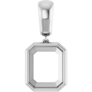 Platinum 11x9 mm Emerald Charm/Pendant Mounting – image 2